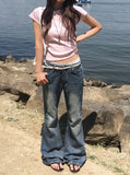 Tego Vintage Washing Denim Bootcut Pants