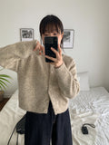 Rurui Mix Color Wool Crop Cardigan