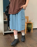 Nelk Banding Cargo Denim Bermuda Pants