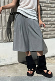 [BELT SET] STRIPE BERMUDA SLACKS
