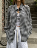 Delight semi-over summer check shirt