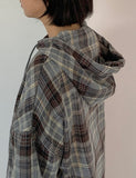 Hyukenli Check Over Hood Long Sleeve Shirt
