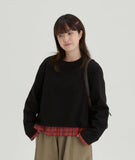 [BAONHAUS] Mebeuni Check Frill Layered Long Sleeve Tee