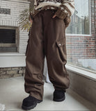 [wool20%] Cain pintuck snap wool cargo pants