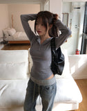 Ine Button Round Slim Hoodie