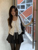 Delrin Ribbon Lace Layered Cardigan T-Shirt