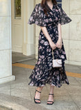 Ephelo Flower Chiffon Frill Wrap One Piece (Strap Set)