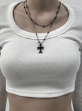 Tackle Layered Cross Necklace