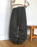 Myor big pocket strap cargo wide long pants
