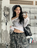 Pattern Rivet Pin Tuck Balloon Cargo Pants