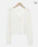 Beden Lace V-Neck Long Sleeve T-Shirt
