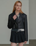 Crop Mix Leather Jacket