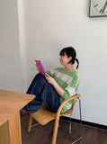 Monomo Linen Stripe Color Short Sleeve Knit