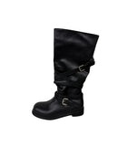 Vintage Buckle Strap Long Boots