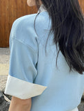 Mailing Layered Color Matching Shirt Zip-up Knit