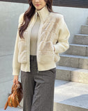 Sella High Neck Mink Fur Knit Zip-Up