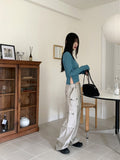 Nuel square neck thong slit long sleeve T-shirt