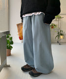 [BAONHAUS] Gokobu Color Cotton Banding Wide Pants