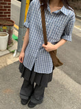 [BAONHAUS] Keinin Seersucker Check Short Sleeve Shirt