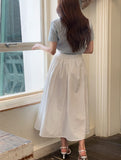 Shooly Pintuck Banding Flare Long Skirt