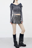 Beckyan Off-Shoulder Two-Way Knit Zip-up