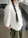 Gretel Shirring String Cotton Crop Short Sleeve Shirt