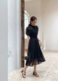 Razzel Puff Chiffon Belt One Piece