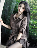 Velour tie stripe shirt