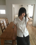 Nerine Dot Ribbon Puff Satin Blouse