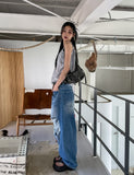 Portina Damage Wide Denim Pants