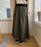 Lovey pin tuck cotton banding long skirt