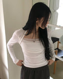 Vichy Balletcore Chiffon Shirring Bolero Long Sleeve Tee