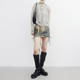 Beuneo see-through string hooded zip-up