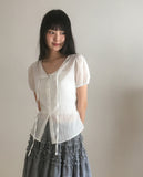 Pulleu Strap Punching Puff Blouse