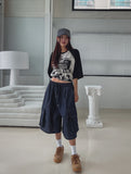 Root Stitch Cargo Bermuda Denim Pants