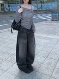 Sone Vintage Washing Wide Denim Pants