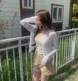 Slim Fit U-neck Long Sleeve Spring Summer Cardigan