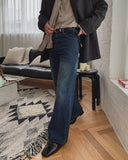 Donen Washed Flare Wide Denim