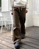 Emin Color Matching Banding Strap Pocket Bootcut Training Long Pants