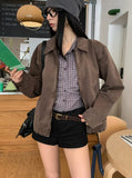Dirt incision dyeing semi crop jacket