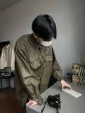 Retro Coated Leather Overshirt