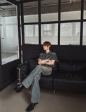 Summer Cool Oil Washed Flare Denim Pants