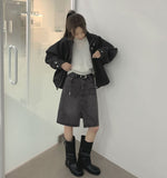 Trend Denim Midi Slit A-Line Skirt