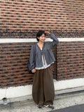 Slow-in Stripe Frill Ribbon Layered Blouse