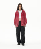 WASHED CUT OFF APPLIQUE HOOD ZIP UP