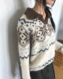 Neuel Nordic color matching collar loose fit long sleeve knit