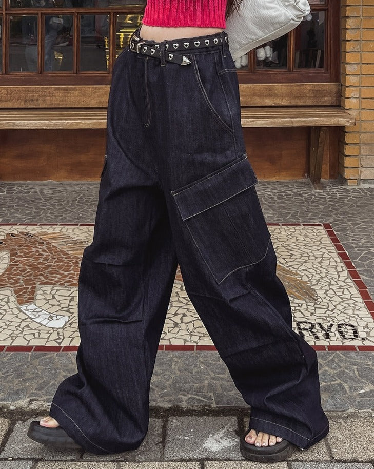 【U LAN】Bias Raw Edge Carpenter Cargo Pants U LAN】Bias Raw Edge Carpenter Cargo Pants