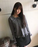 Chomin Frill Collar Knit Cardigan