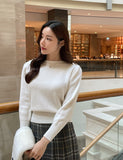 Blinged Lip Neck Button Pearl Knit
