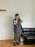[unisex] Loved Summer Check Hooded Vest